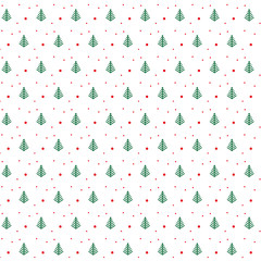 Green Christmas tree pattern with red dots on white background