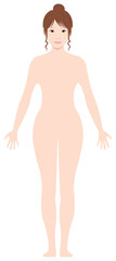 Standing woman's  nude body silhouette / outline shape vector  illustration