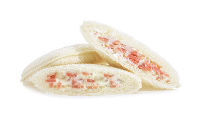 Sandwich smoked ham tana mayonnaise isolated on white background