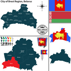 Map of Brest Region, Belarus