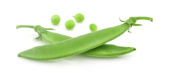 fresh green peas isolated on a white background