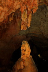 Traveling in a cave.