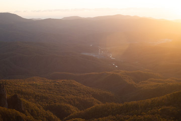 Sunset in the mountains. Autumn. Russia.