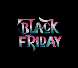 Vector illustration - Black friday. White outline on a black background. Sell-out. Drawn art sign. For banner, logotype, flyer, brochure, invitation, announcement and sale