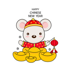 Happy Chinese New Year greeting card. year of the rat. 