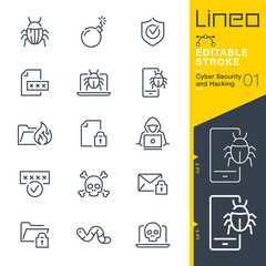 Lineo Editable Stroke - Cyber Security and Hacking outline icons