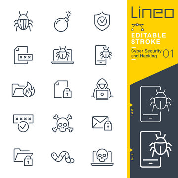 Lineo Editable Stroke - Cyber Security and Hacking outline icons