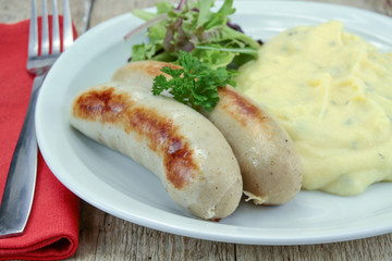 plate of white pudding and mashed potatoes
