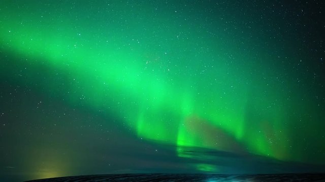 Beautiful Aurora borealis timelapse over Iceland
