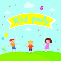Obraz na płótnie Canvas Children Have Fun Party in the park. Leisure and Entertainment. Amusement Park. 