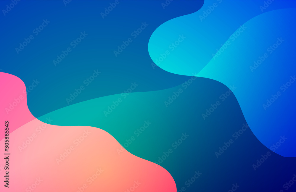 Poster blue and pink abstract wave gradient background design