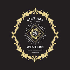 Vintage Hand drawn engraving frame retro antique label illustration