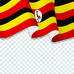 Waving flag of Uganda for independence Day isolated on transparent background