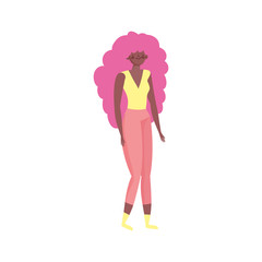 young woman cartoon character standing