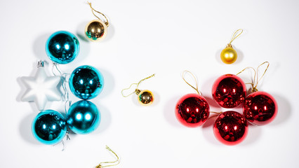 New Year and Christmas toys on a white background