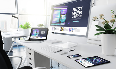 Fototapeta na wymiar office responsive devices web design website
