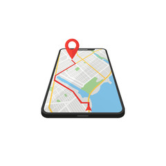 navigator map in the phone isometric flat