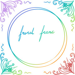Naklejka na ściany i meble A beautiful floral frame for decorating with copy space for your text. It’s drawing with rainbow color isolated on white background. 