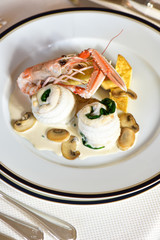 Sole fish fillets and Scampi