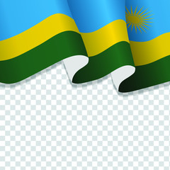Waving flag of Rwanda for independence Day isolated on transparent background