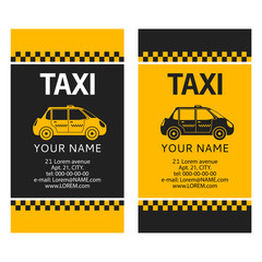 Business card of the taxi. Service of a call of the cab car. Flat illustration vector.