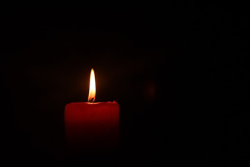 Candle flame on black background.