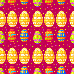 Seamless pattern with Easter eggs with an ornament. Flat illustration vector. A concept for prints on fabric.