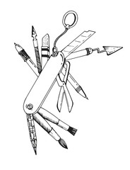 tools for the artist Swiss army knife with tools for drawing