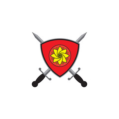 Logo design with shield and sword Icon