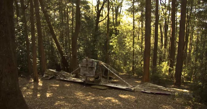 Plane wreckage of VH-RYU Cessna 172D Skyhawk in the Watagans State Forest, New South Wales, Australia