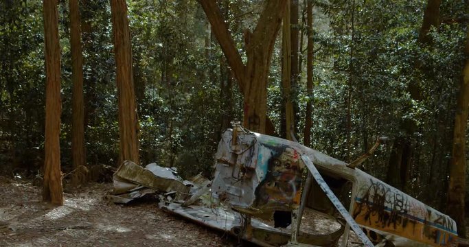 Plane wreckage of VH-RYU Cessna 172D Skyhawk in the Watagans State Forest, New South Wales, Australia