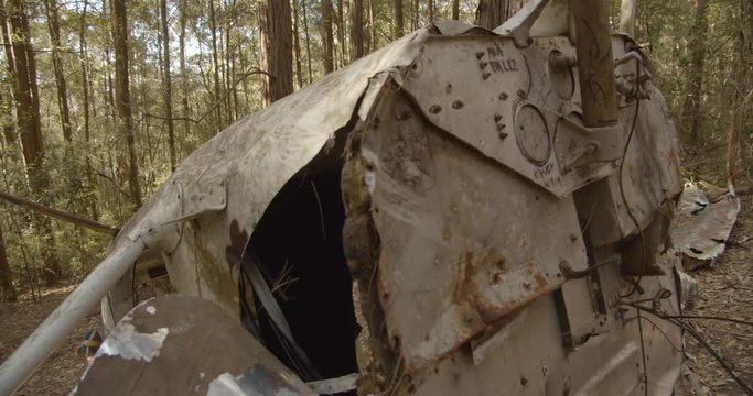 Plane wreckage of VH-RYU Cessna 172D Skyhawk in the Watagans State Forest, New South Wales, Australia