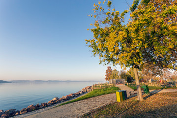 Fototapeta na wymiar Lake Balaton in Hungary on an autumn day.