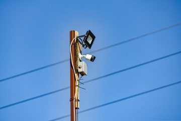 Video camera on a pole for observation.