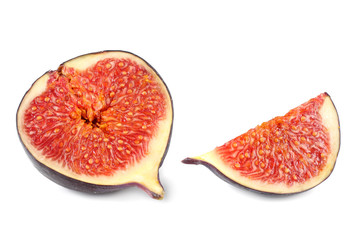 Fig fruits with cut slice isolated on white background