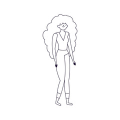 young woman cartoon character standing