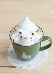 A cup of coffee with cute bear 3D latte art