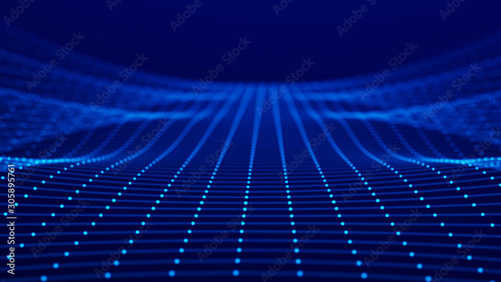 Aufkleber Abstract digital connection dots and lines. Technology background. Network connection structure.Perspective grid. 3d