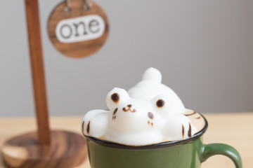 A cup of coffee with cute bear 3D latte art