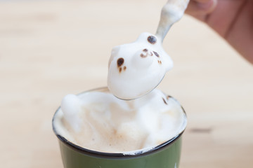 A cup of coffee with cute bear 3D latte art