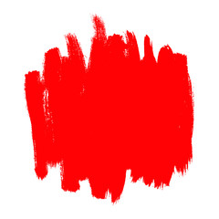 red hand drawn grunge painting, isolated on white background, grunge textured backdrop, vector