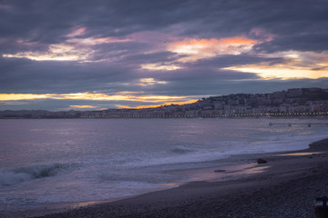 South of France, Cote d'Azur, Nice city, sunset after a storm