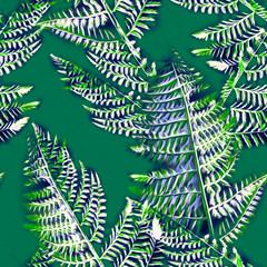 Fern floral illustration, seamless pattern.