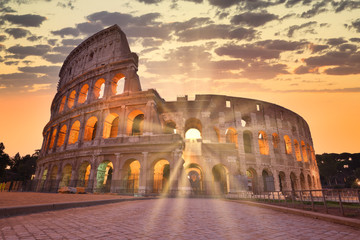 Night view of Colosseum in Rome, Italy. Rome architecture and landmark. Rome Colosseum is one of...