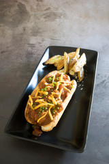 Chili Cheese Hot Dogs with French Fries