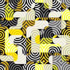 Fototapeta premium Yellow geometric pattern in a patchwork collage style.