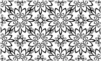 Poster Zwart bloei vector naadloos patroon © Monika