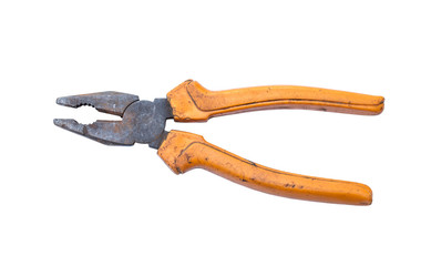 Old side cutting pliers isolated with clipping paths.