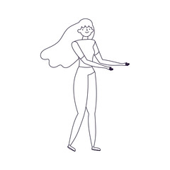 young woman cartoon character standing