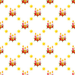 Christmas candles seamless pattern. Objects isolated on a white background.